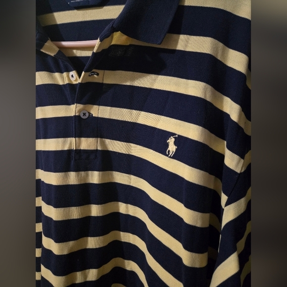 Ralph Lauren Polo Golf Pima Cotton Shirt Navy Blue Yellow Mens Size XXL - Picture 3 of 4